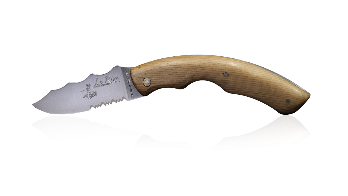 Couteau pliant artisanal  le Rize en arolle bois fossile